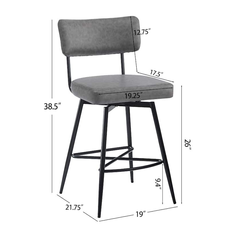Retro Swivel Counter Stools Kitchen Chair Bar Stool Industrial Bar Stool Side Chair Set of 2 with Footrest