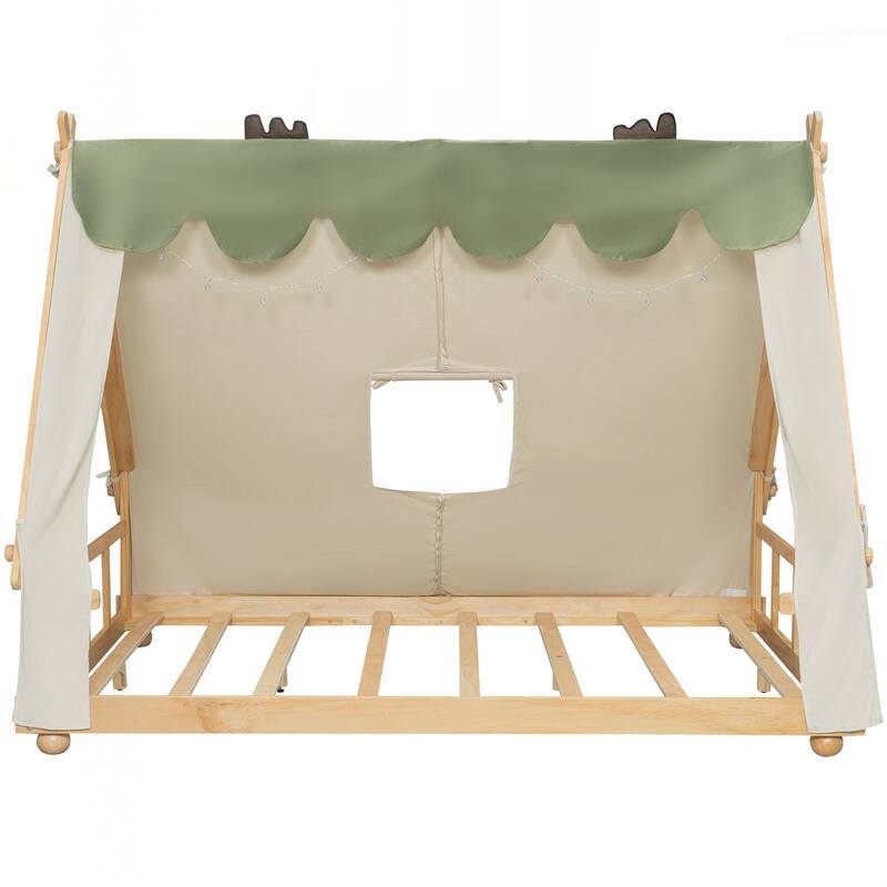 Full Size House Bed with Tent and Light