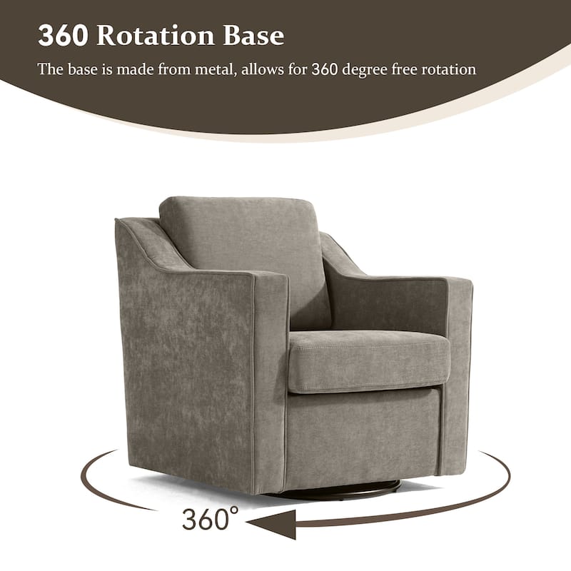 Chenille/Leather Swivel Barrel Chair(Set of 2) Modern Club Chair by UIXE