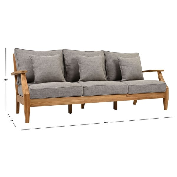 dimension image slide 2 of 10, SAFAVIEH Couture Outdoor Martinique Solid Wood Patio Sofa
