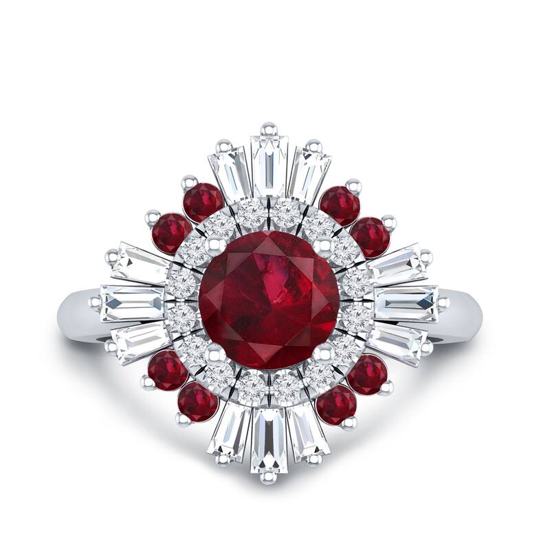 Auriya 1 1/6ct Red Ruby and Diamond Ballerina Engagement Ring 3/5ctw 14k Gold - White - 6