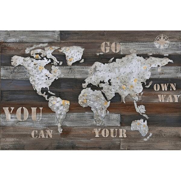 slide 1 of 4, Varaluz Wanderlust Rustic World Map