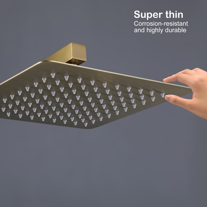 Luxury 10'' High Pressure Adjustable Rain Shower Head with Self-Cleaning and Aerating Technology in Black / Gold