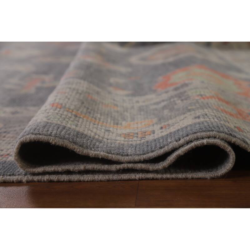 Hand Knotted Oriental 100% Wool Carpet Transitional All-Over Greys & Charcoal Oushak Area Rug - 10' 2'' X 7' 11''