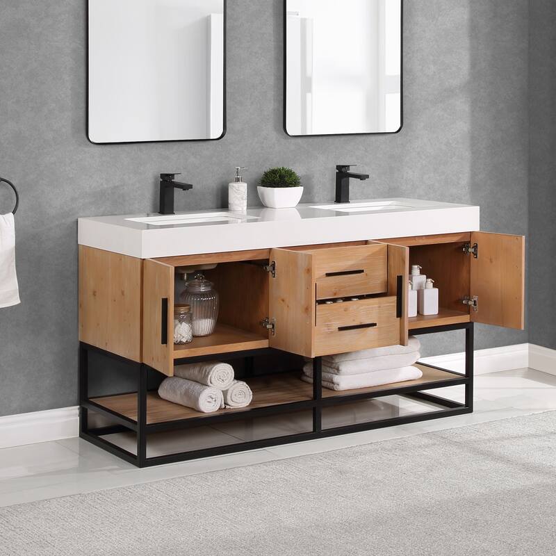 Altair Bianco Bath Vanity with White Composite Stone Top,no Mirror