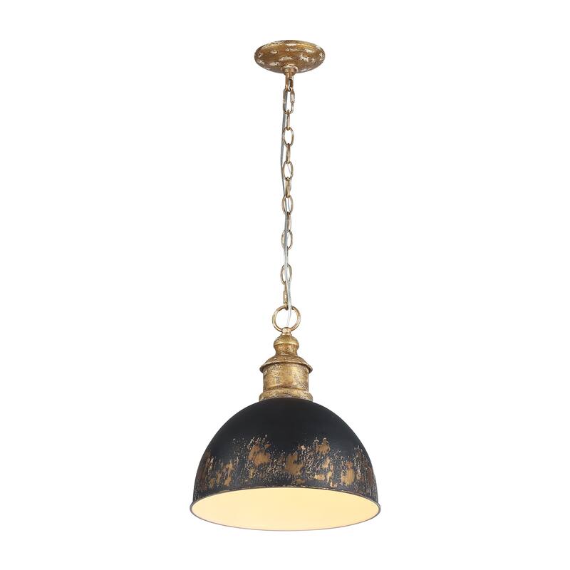 Golden Lighting Alison 1-light Pendant in Vintage Gold and Weathered Black Iron shade - Medium Pendant
