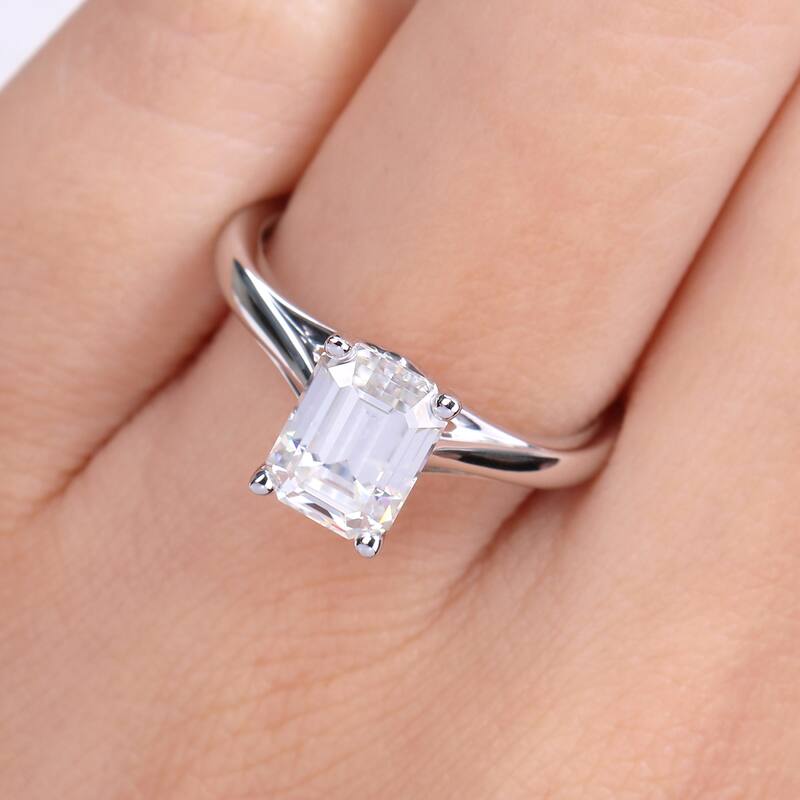 Miadora 2ct DEW Octagon-cut Moissanite Solitaire Engagement Ring in 14k White Gold