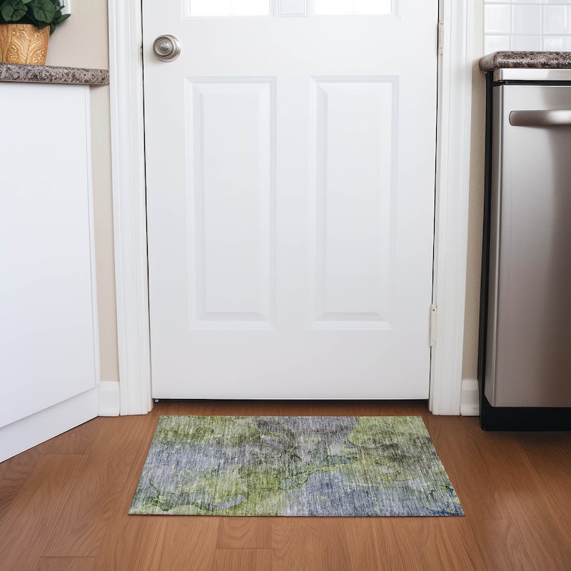 Machine Washable Indoor/ Outdoor Chantille Abstract Modern Rug