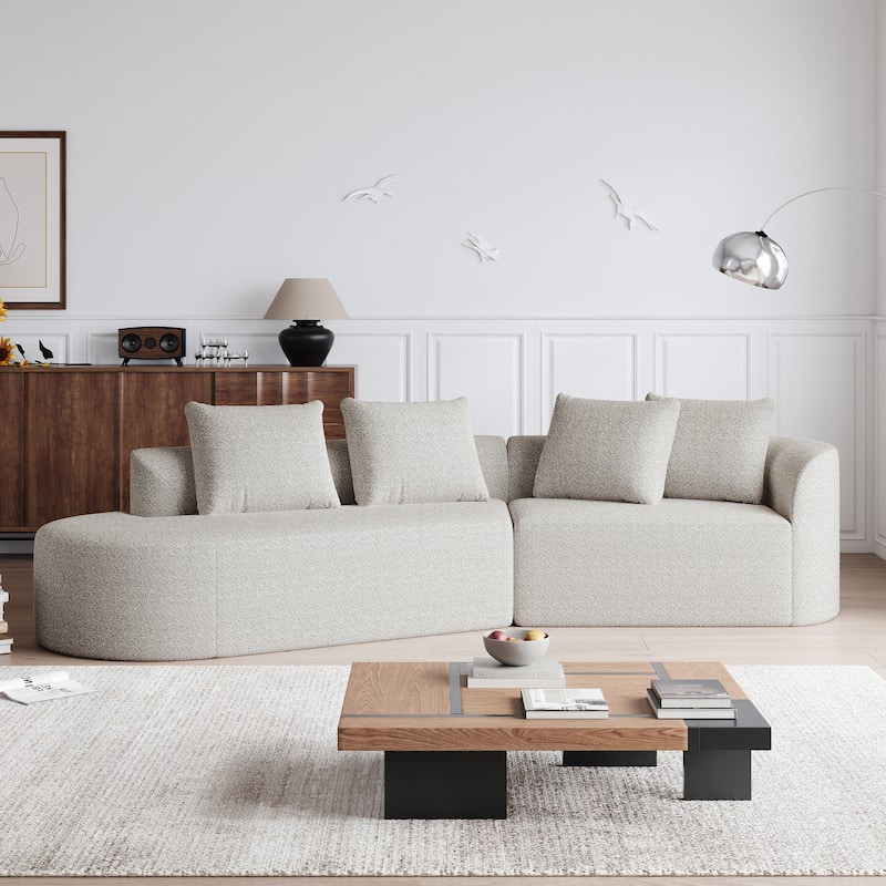 GDFStudio - Blackwood Chenille 4-Seater Oversized Sectional Sofa with Pillows