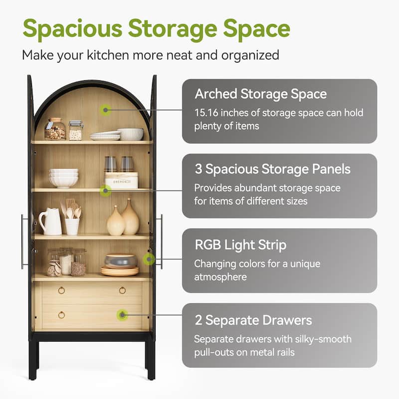 The Storage cabinet with LED light strip