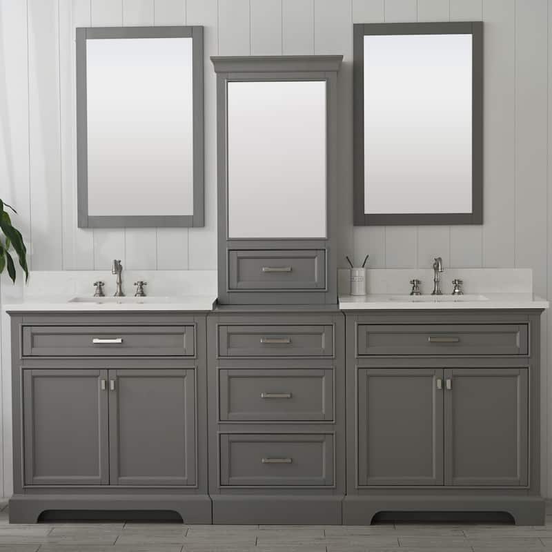 Milano 96" Double Sink Bathroom Vanity Modular Set - Grey