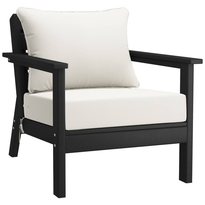 Birchwood All Weather HDPE Outdoor Patio Black Deep Seating Conversation Set (5-Piece Set)