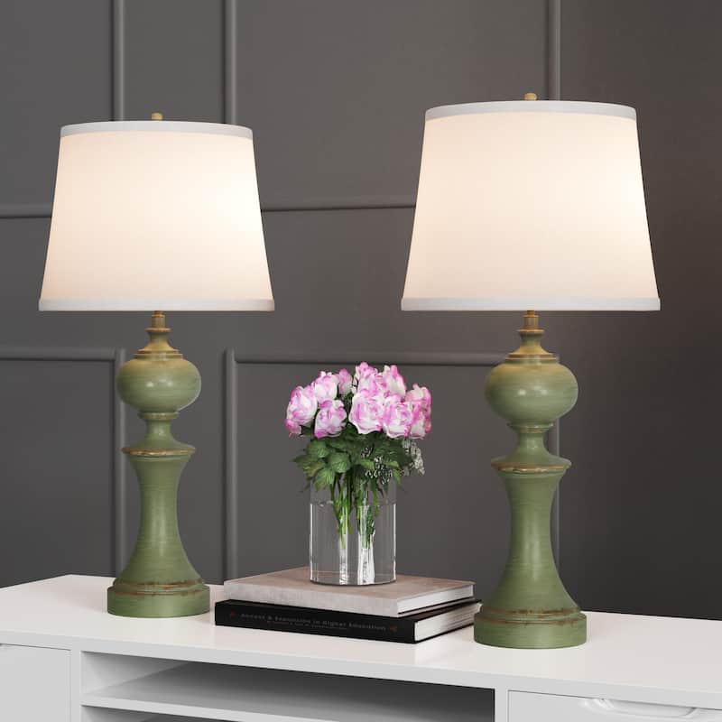 Traditional Green 19.5" Poly Table Lamp (Set of 2)