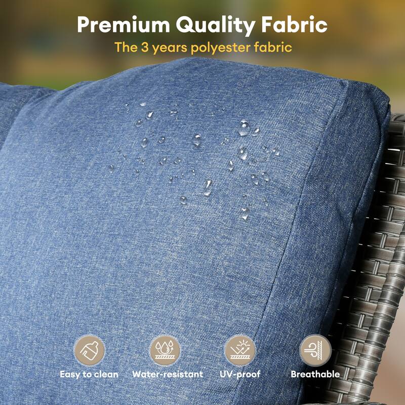 HOOOWOOO 5-piece Grey Wicker Furniture Chat Set Patio Conversation Set with Swivel Chair