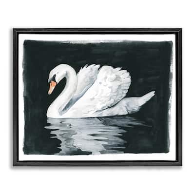 Stupell Beautiful Swan Black Reflection Floater Canvas Wall Art by Grace Popp