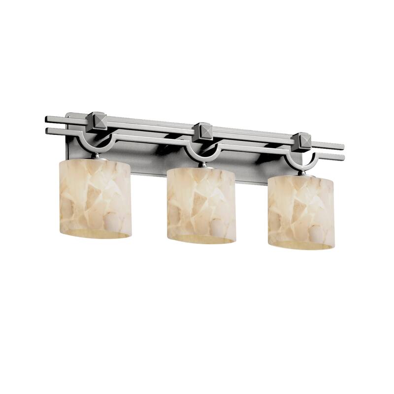 Alabaster Rocks! Argyle 3-Light Brushed Nickel Bath Bar, Alabaster Rocks Oval Shade - Brushed Nickel