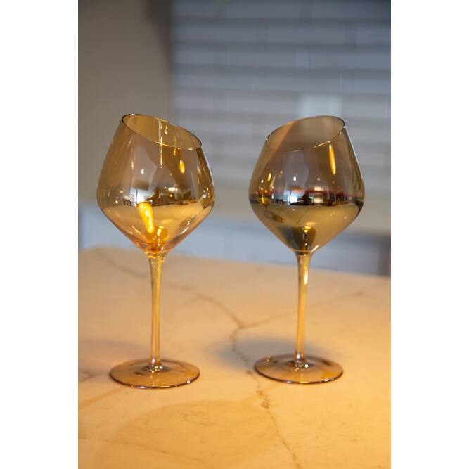 Jeanne Fitz Slant Collection Red Wine Glasses, Set of 2, Gold