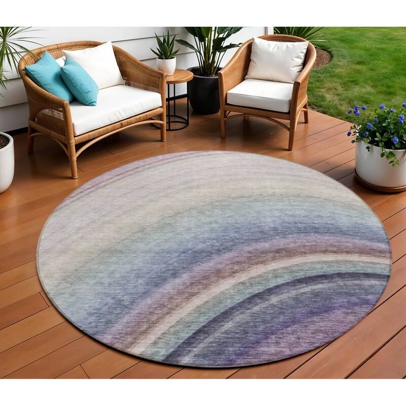 HomeRoots Abstract Transitional Rectangle Outdoor Rug - 9' X 12'