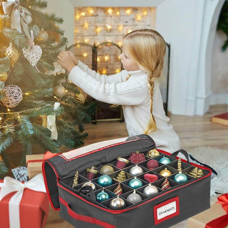 Underbed Christmas Ornament Storage Container - Holds up to 48-3 Inch Ornaments – Two Individual Removable Trays