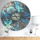 preview thumbnail 1 of 5, Designart 'Fractal Blue Flowers' Oversized Modern Wall CLock 23 in. wide x 23 in. high