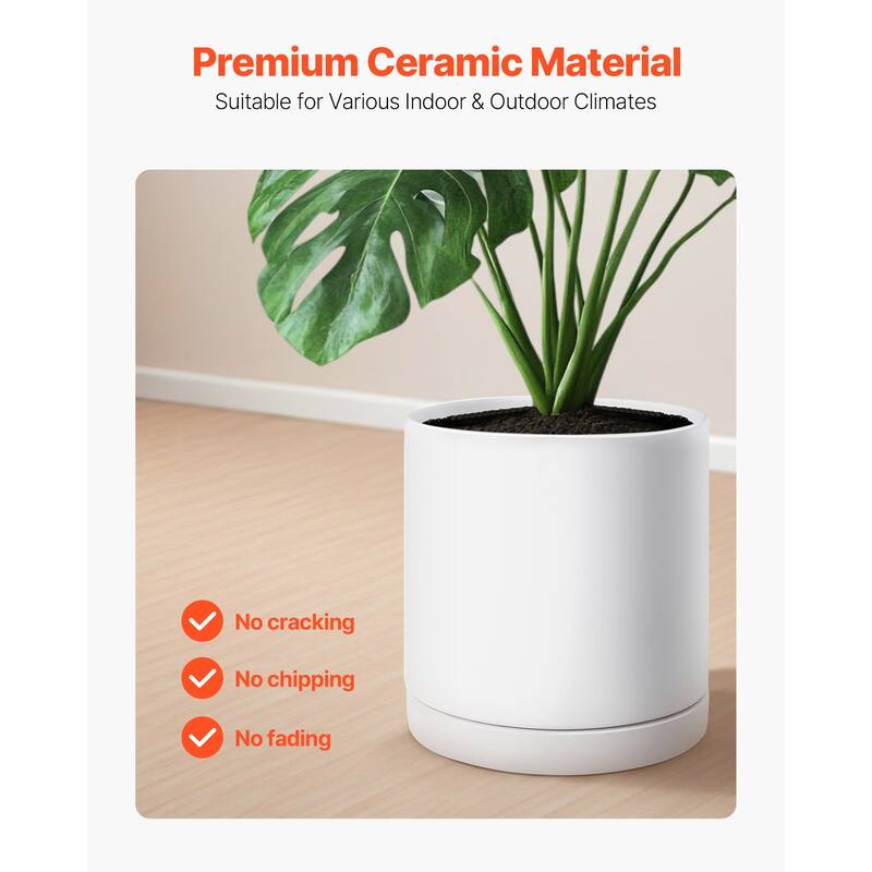 12-Inch Tree Planter Pot with Detachable Saucer and Pads - 11.81 × 11.81 × 11.02 inch
