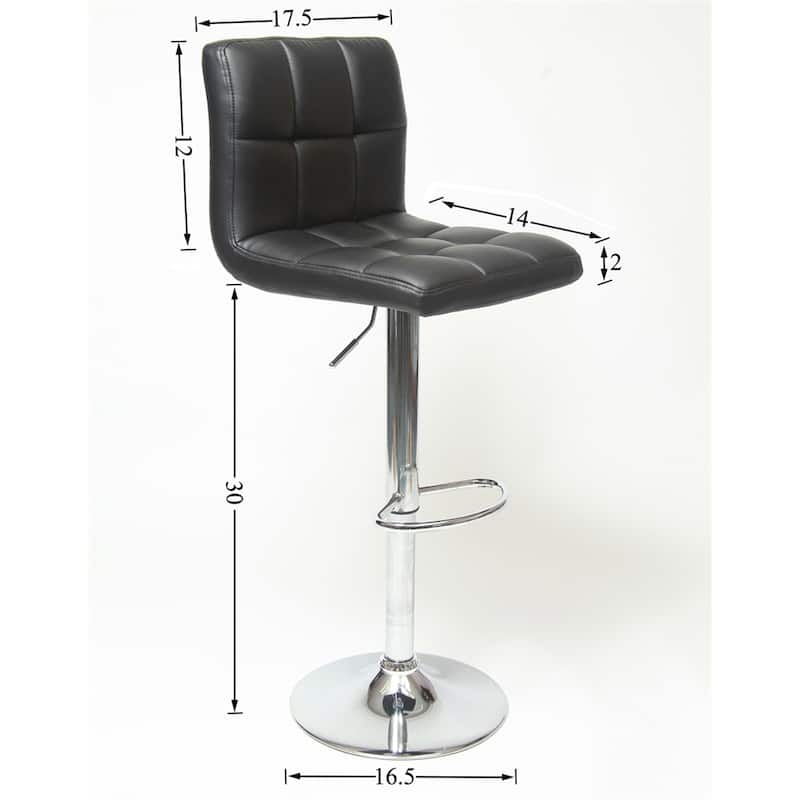 Swivel Faux Leather Adjustable Hydraulic Bar Stool,Set of 2