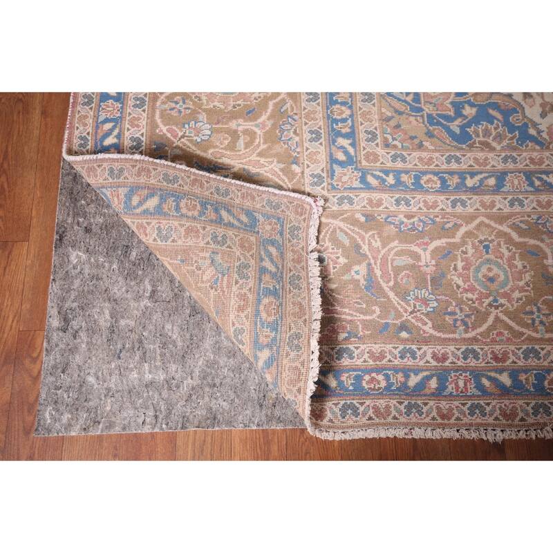 Pink Mashad Persian Vintage Area Rug Hand-Knotted Wool Carpet - 9'7"x 13'4"