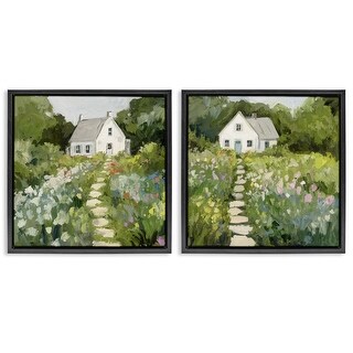 Stupell Cottage Upon a Hill Framed Floater Canvas Wall Art Design By ...