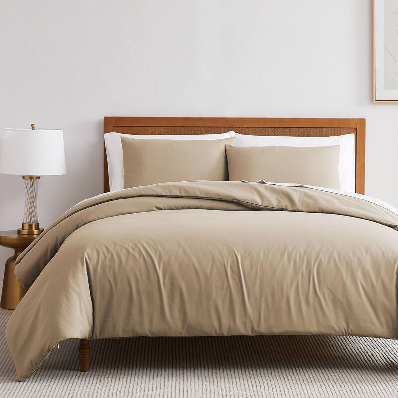 Vilano Series Ultra Soft 3-piece Duvet Cover Set - Taupe - Twin - Twin XL