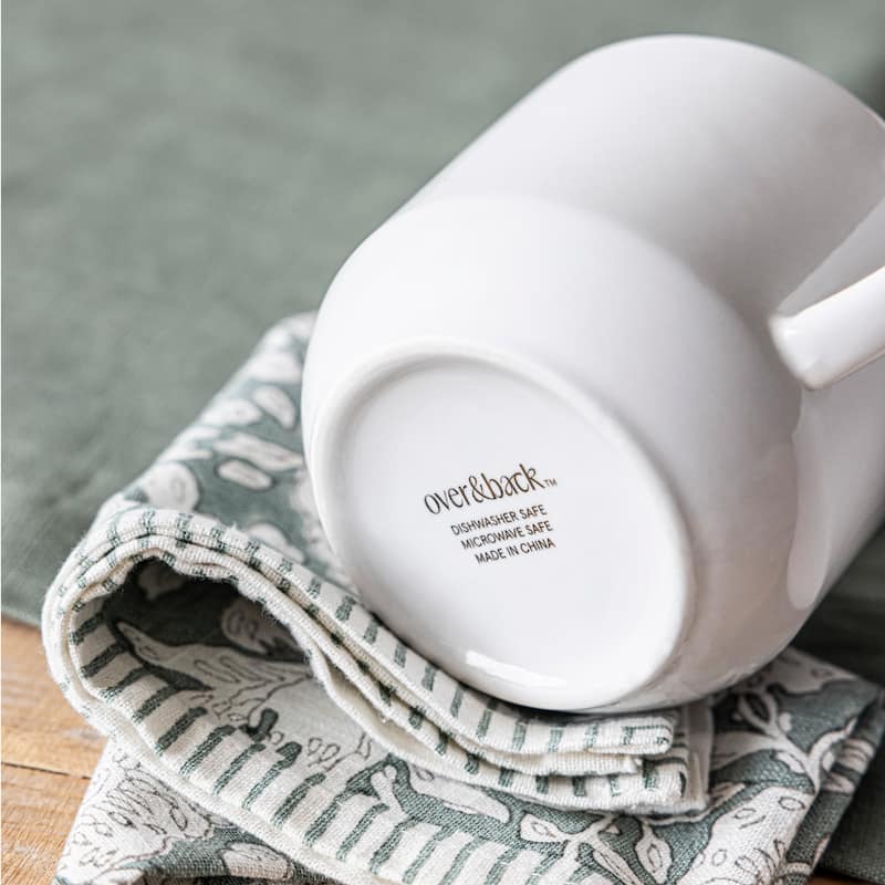 over&back Coupe 14oz Glossy White Porcelain Mugs, Set of 4