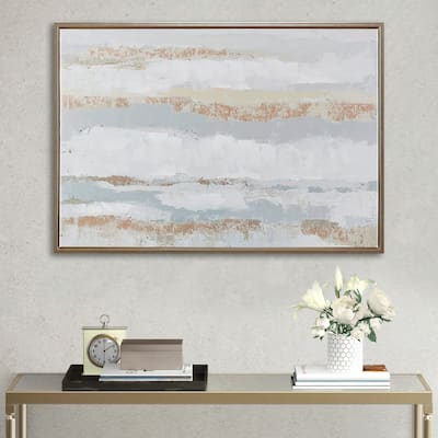 Madison Park Strato Gold Foil and Hand Embellished Abstract Framed Canvas Wall Art