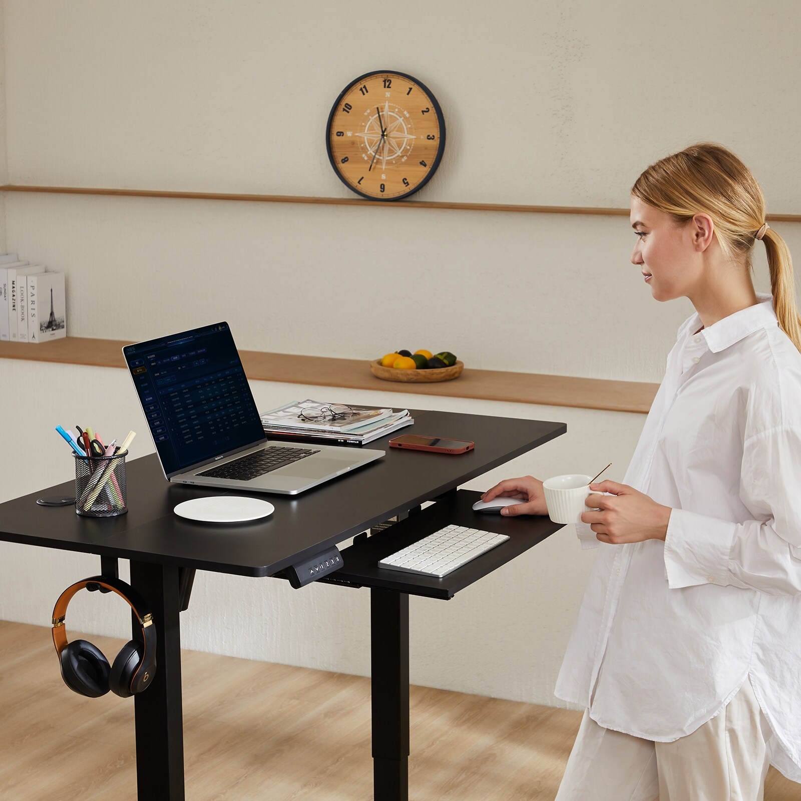Computer desk with on sale large keyboard tray