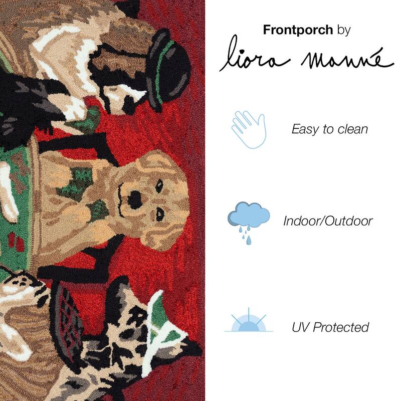 Liora Manne Frontporch Poker Pups Indoor/Outdoor Area Rug