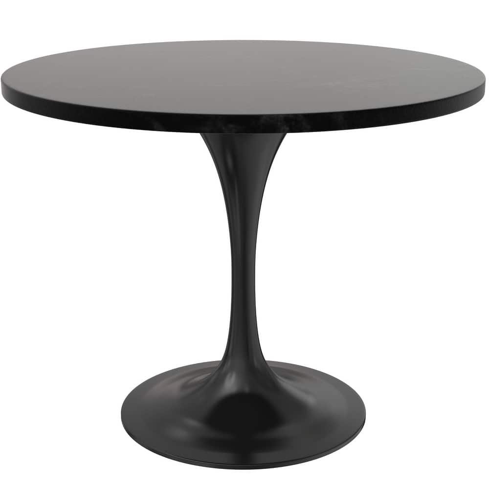 Verve Series 36" Round Accent Dining Table with MDF Solid Wood Top and Black Steel Finish Base for Kitchen and Living Room