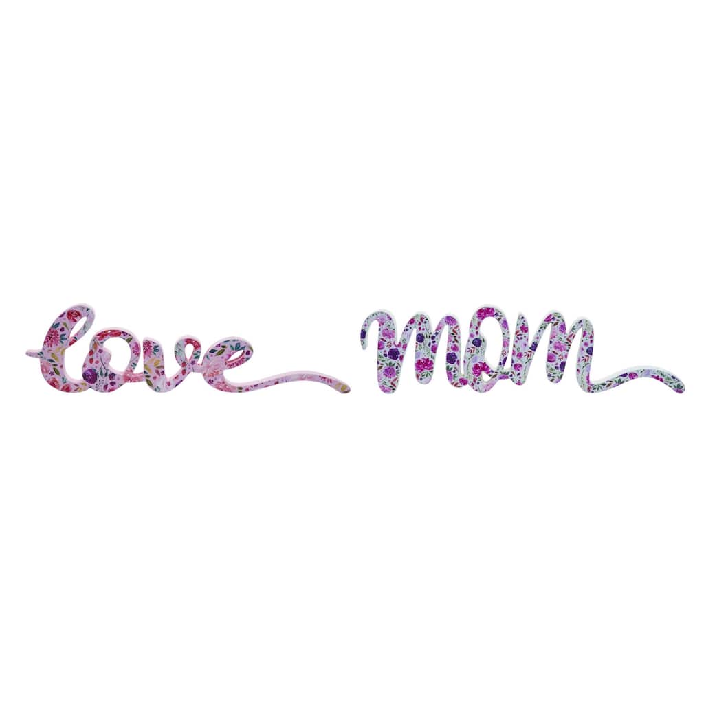 Transpac MDF Script Love/Mom Decor Set of 2 Spring Home Decorations