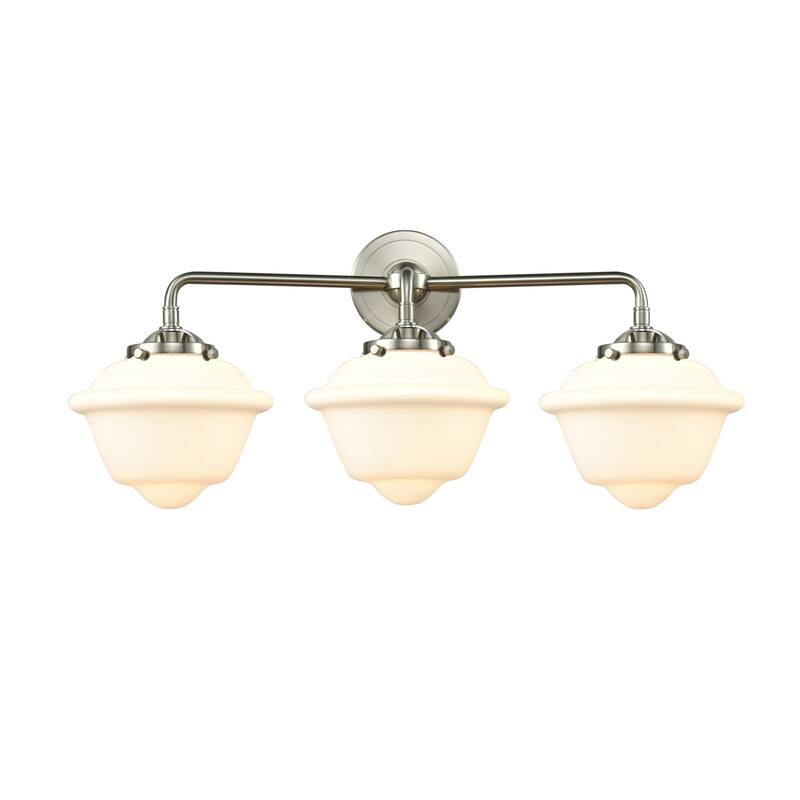 Innovations Lighting Small Oxford 3 Light 26" Wide Bathroom Vanity - Brushed Satin Nickel / Matte White Cased