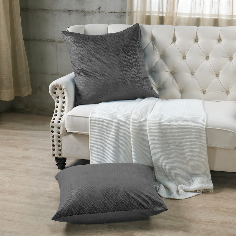 Tonopah Ikat Velvet Throw Pillow Cover Set, NO INSERT - 26" x 26" - Gun Metal