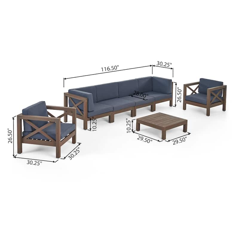 Brava Outdoor Acacia Wood 7-piece Chat Set by Christopher Knight Home