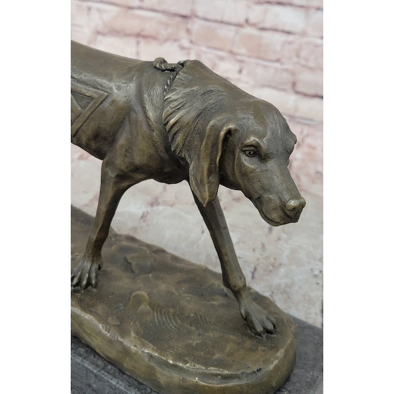 Service Imitative Dog Support Animal Bronze Statue Sculpture Figure 9.5 Inches X 12 Inches