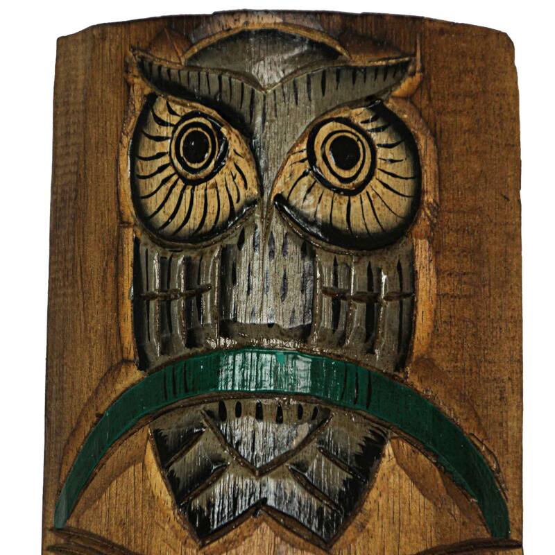 Zeckos 24 Inch Wood Double Tiki Mask Totem Wall Sculptures (Set Of 2)