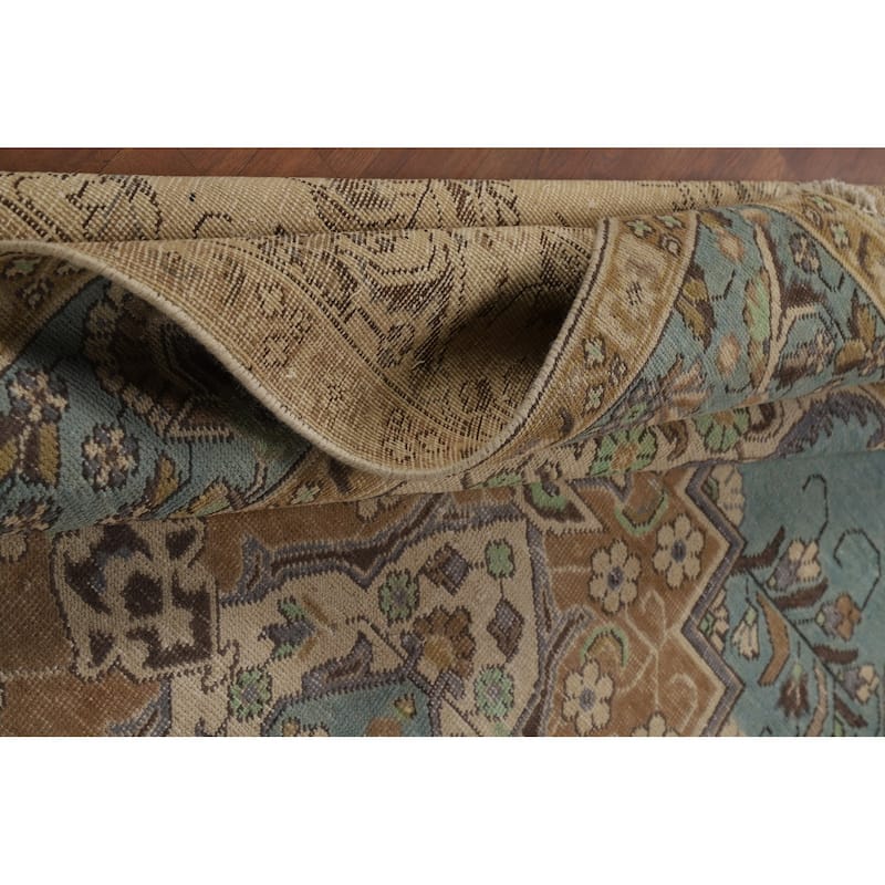 Geometric / Floral Tabriz Persian Area Rug Hand-Knotted Wool Carpet - 6'7"x 9'9"