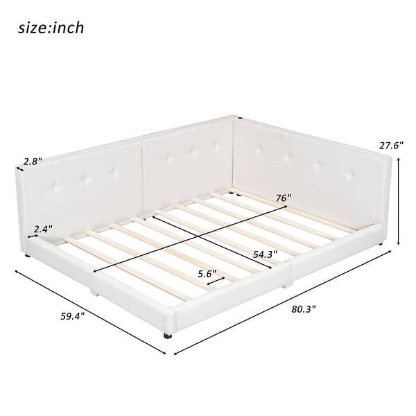 dimension image slide 1 of 2, Full Size Upholstered Platform Bed with USB Ports, Sturdy Wood Frame, Beige