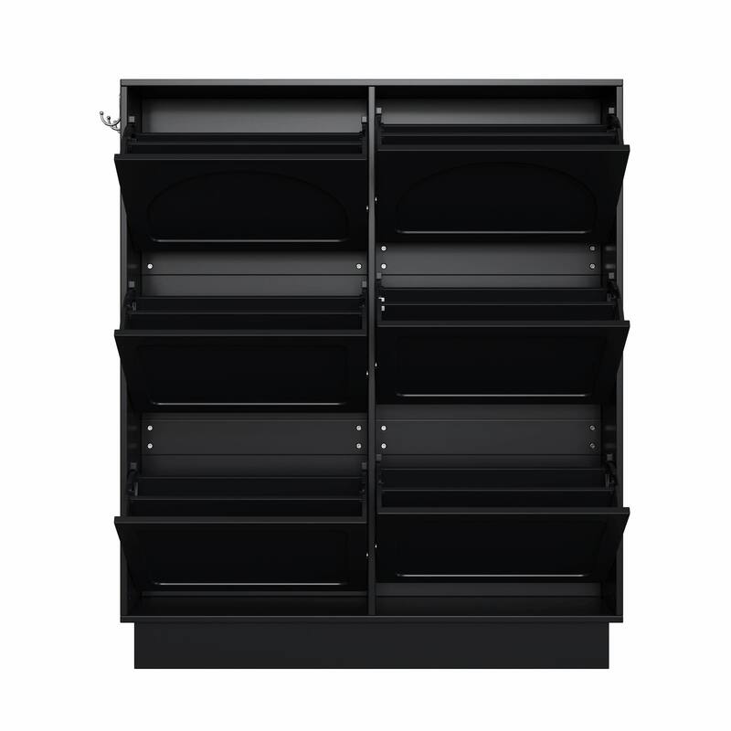 Modern Elegant Narrow Tipping Bucket Shoe Cabinet with 6 Flip Drawers