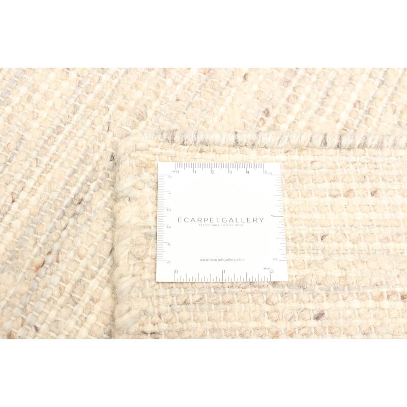 ECARPETGALLERY Braid weave Sienna Beige Wool Rug - 5'0 x 8'4