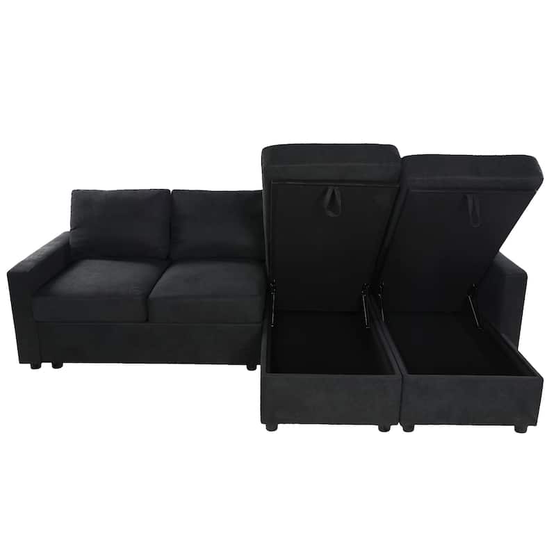 Roomfitters Convertible U-Shaped Sectional Sofa with 2 Storage Chaise Lounges and 4 USB Ports for Living Room