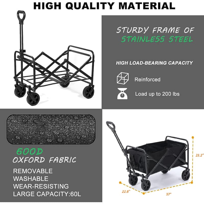 ColourTreeUSA 200 lbs. Capacity Folding Collapsible All Terrain Outdoor Portable Utility Wagon Cart