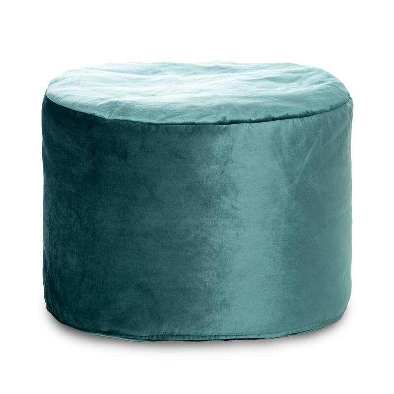 Eclipse Silver Velvet Indoor Pouf Ottoman