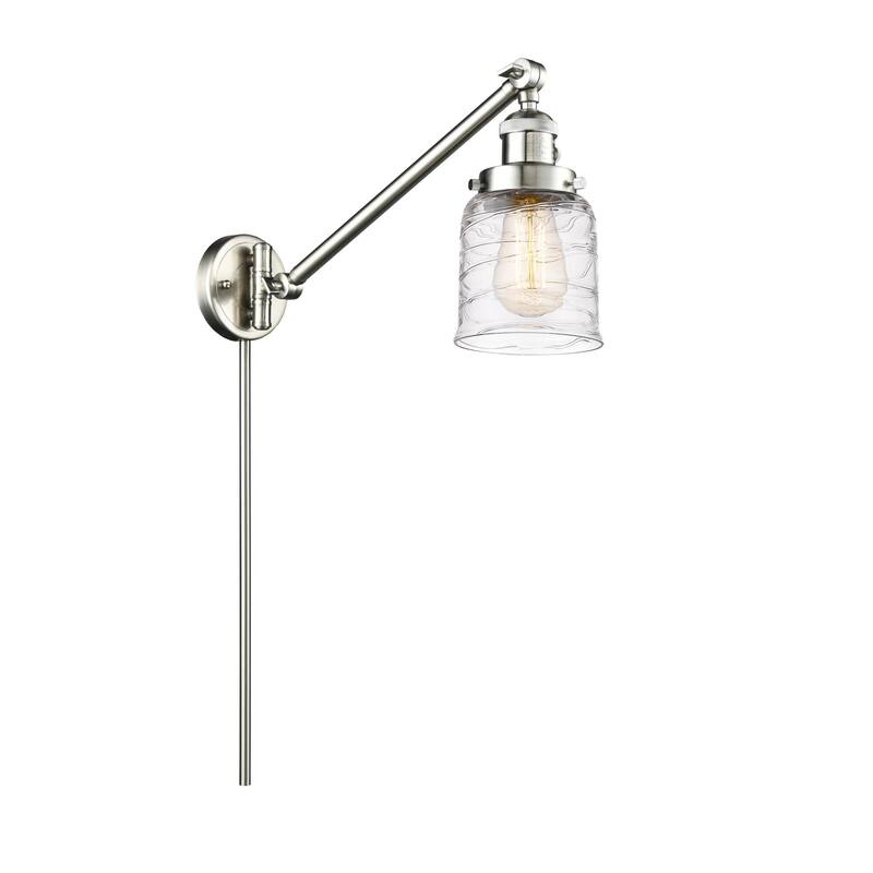 Innovations Lighting 237-25-8 Bell Sconce Bell 25" Tall Hardwired or - Brushed Satin Nickel / Deco Swirl