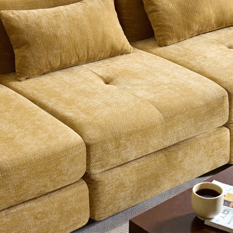 Modular Cloud Sofa, Convertible Folding Sofa Bed, 3-Seat Cushioned Sectional Couch for Living Room Bedroom