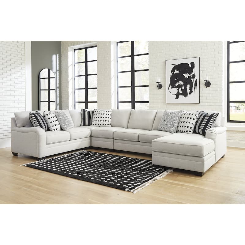 Signature Design by Ashley Huntsworth Dove Gray 5-Piece Sectional with Chaise - 155"W x 99"D x 38"H - Left Facing